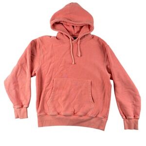 Stussy Hoodie Mens M Coral Pink Pullover Long Sleeve Kangaroo Pocket Drawstring